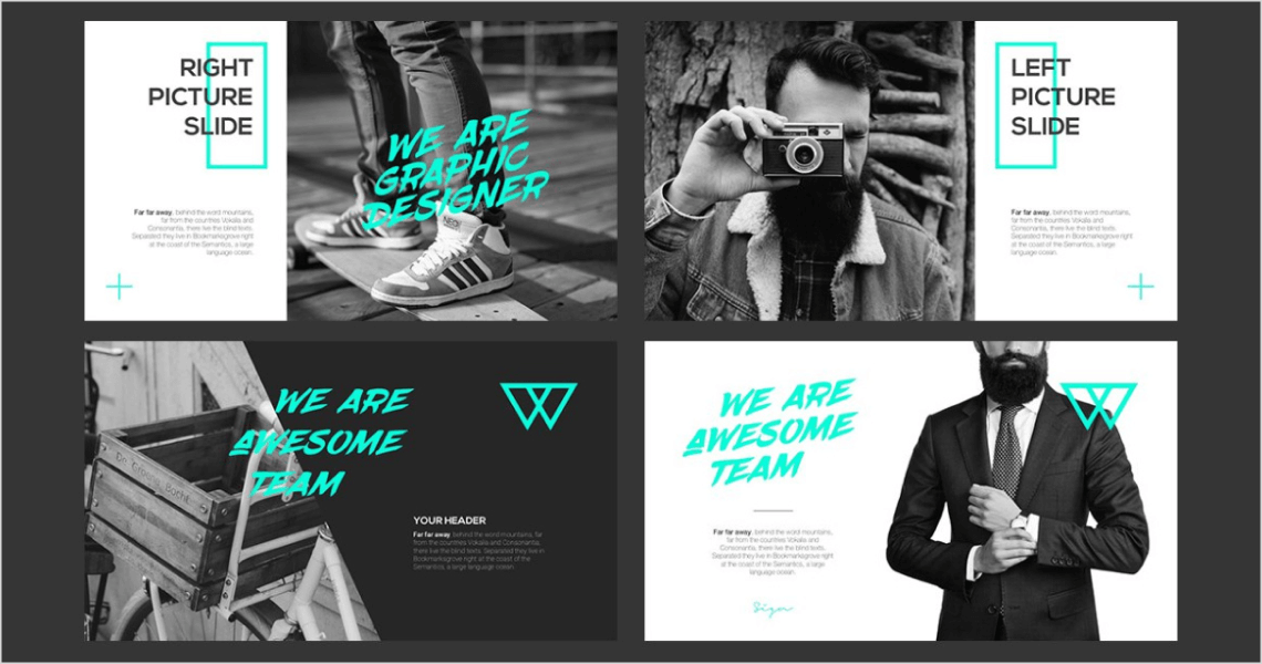 монохромные плакаты с бирюзовым акцентом