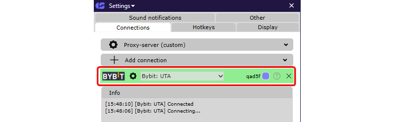CScalp connection to Bybit UTA