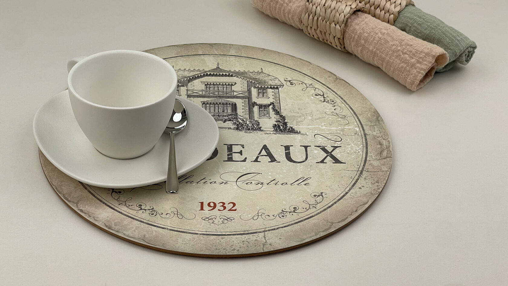 Салфетки сервировочные круглые из пробки "Бордо"