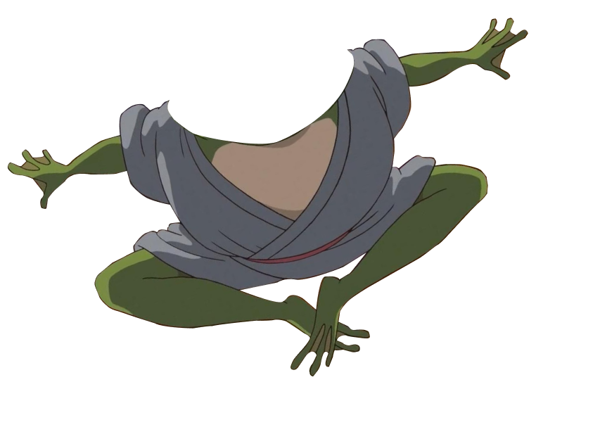 a body of a cartoon frog
