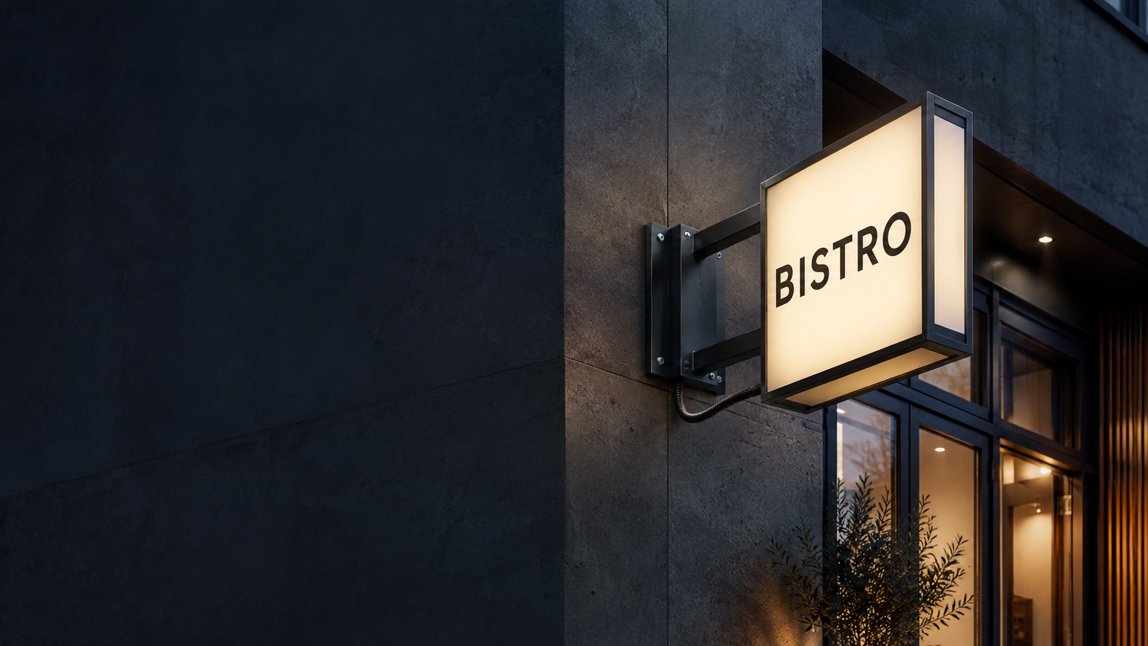 3D Рендер — двусторонний световой короб BISTRO