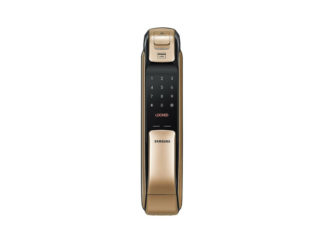 Купить биометрический замок Samsung SHP-DP728 Gold (двухригельная врезная  часть) в интернет-магазине doorpass.ru