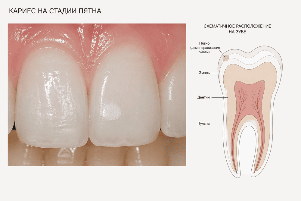 Кариес на стадии пятна