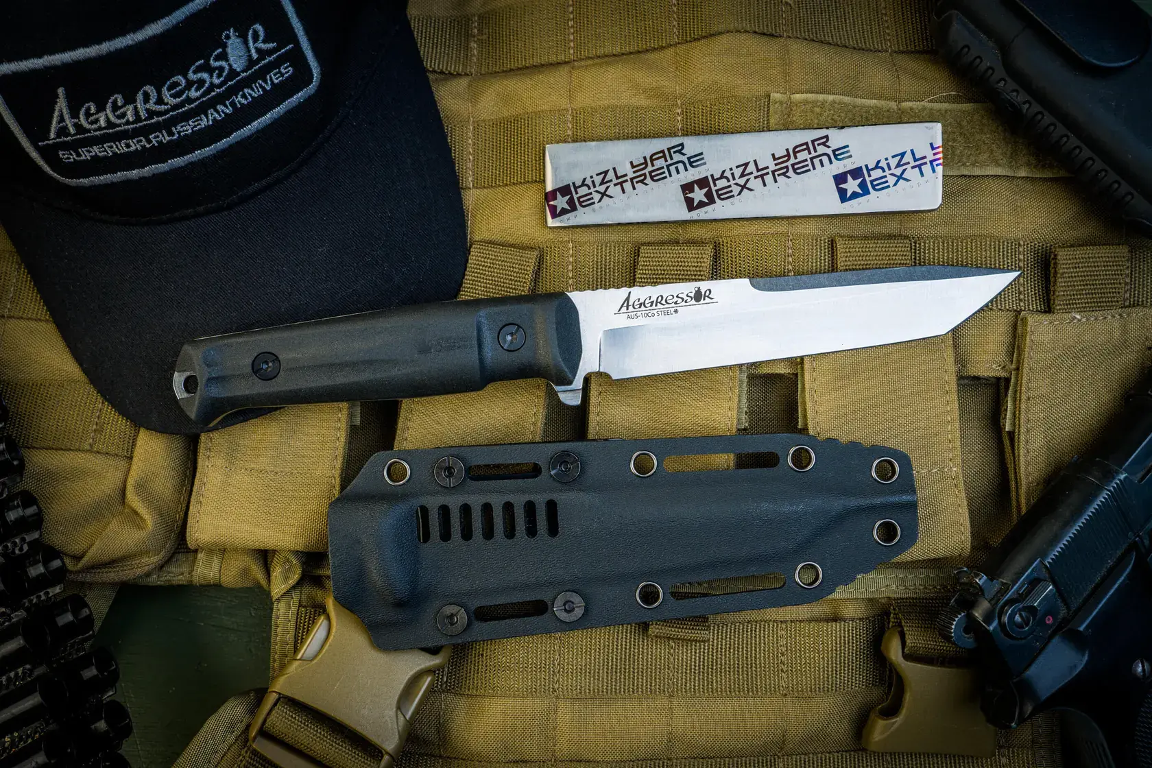 Aggressor AUS-10Co Cryo StoneWash full-size tactical knife