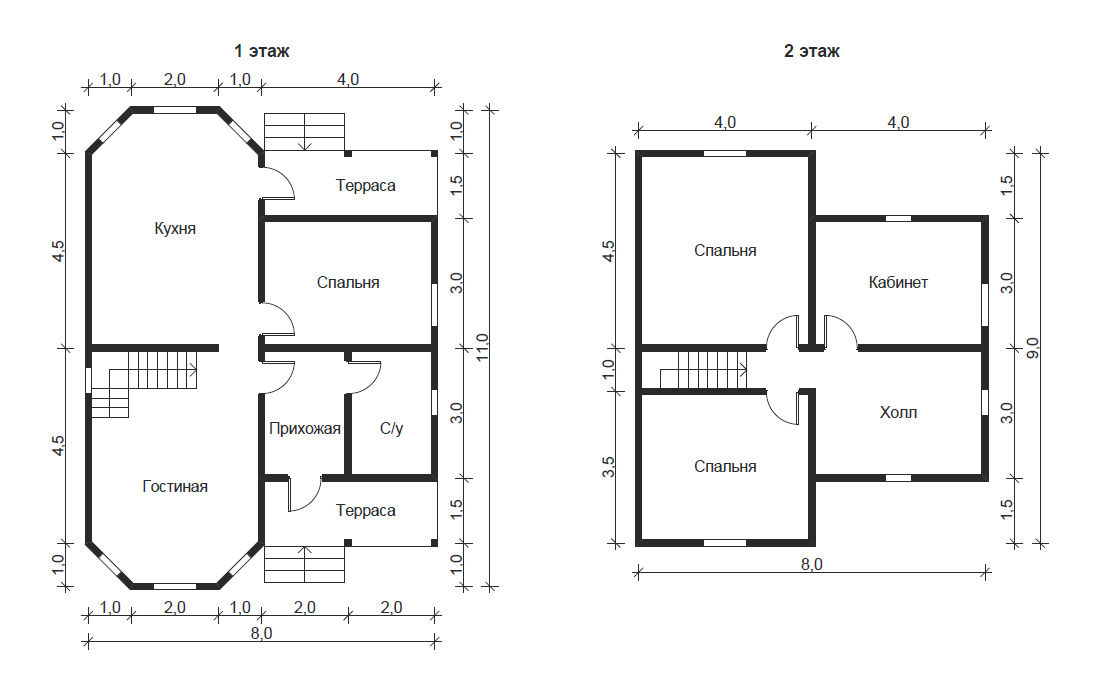 Проект дома 8х11 двухэтажный