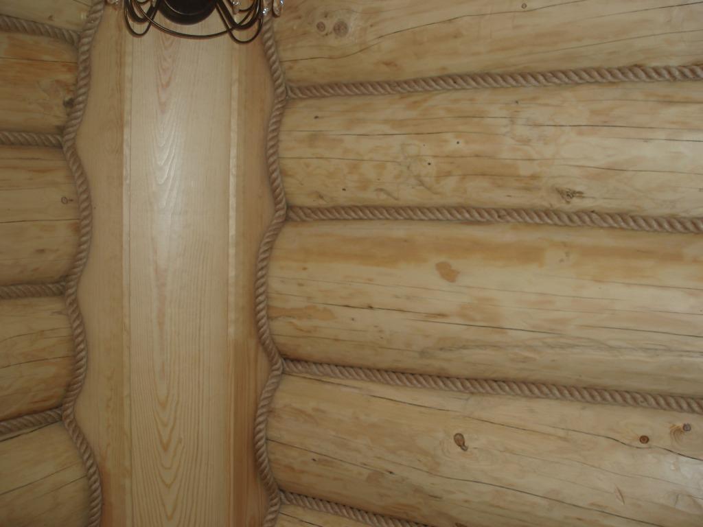 Отделка джутовым канатом внутри дома швов фото