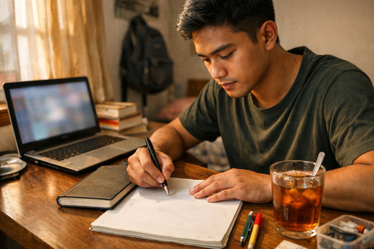 Contoh active recall saat belajar dengan menutup catatan dan menjawab pertanyaan sendiri