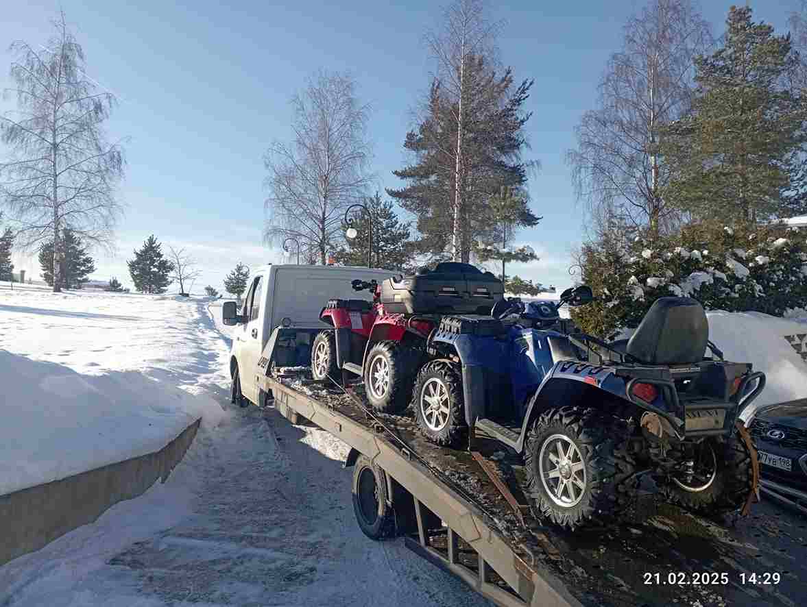 Перевозка 2-ух квадроциклов Polaris из деревни Колтуши Ленинградская область