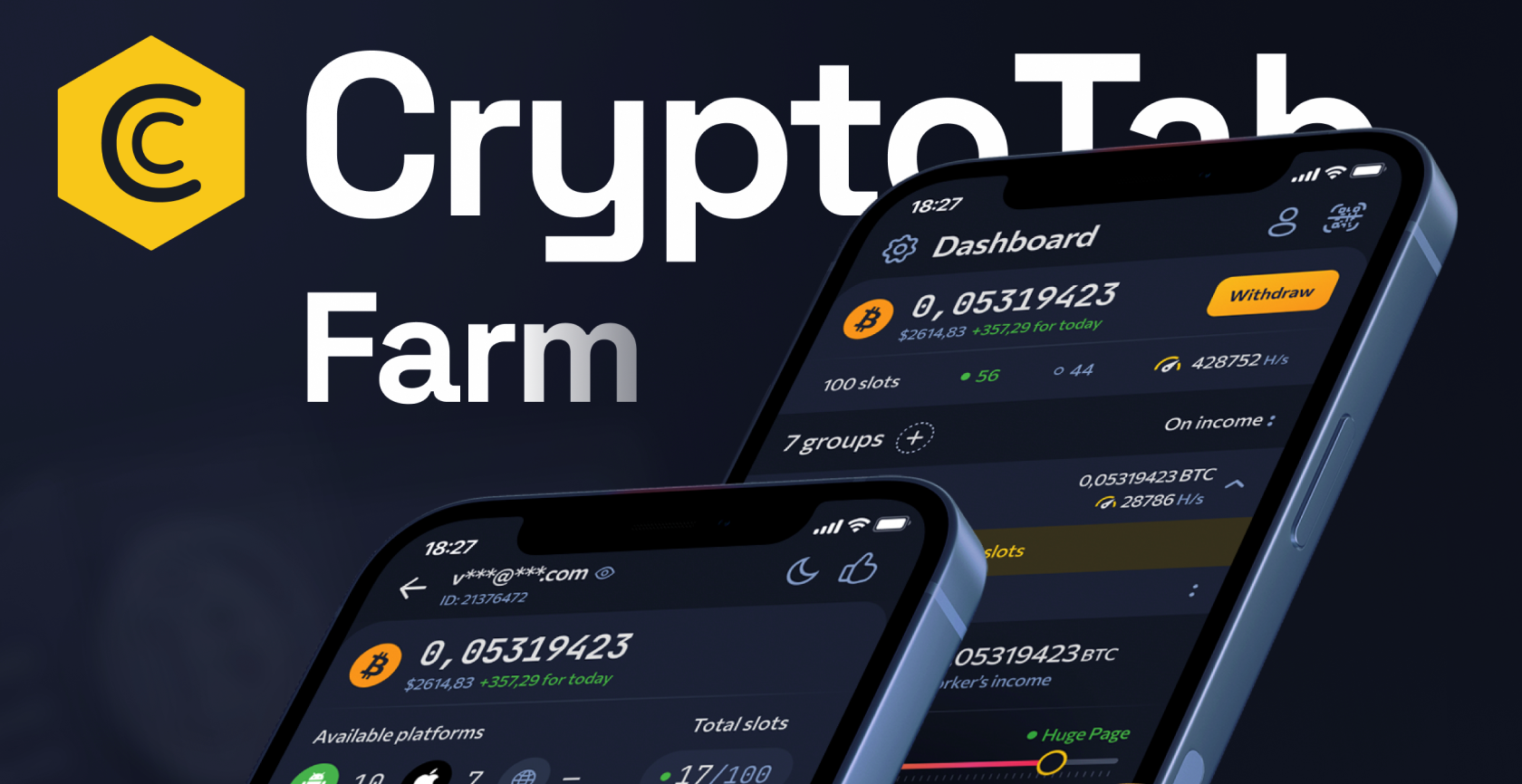 CryptoTab Farm Redesign — приложение для майнинга криптовалюты. Дизайн  приложения, проектирование, редизайн