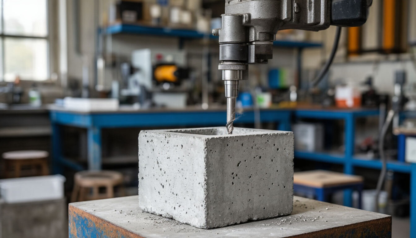 Лаборатория испытаний кубиков бетона