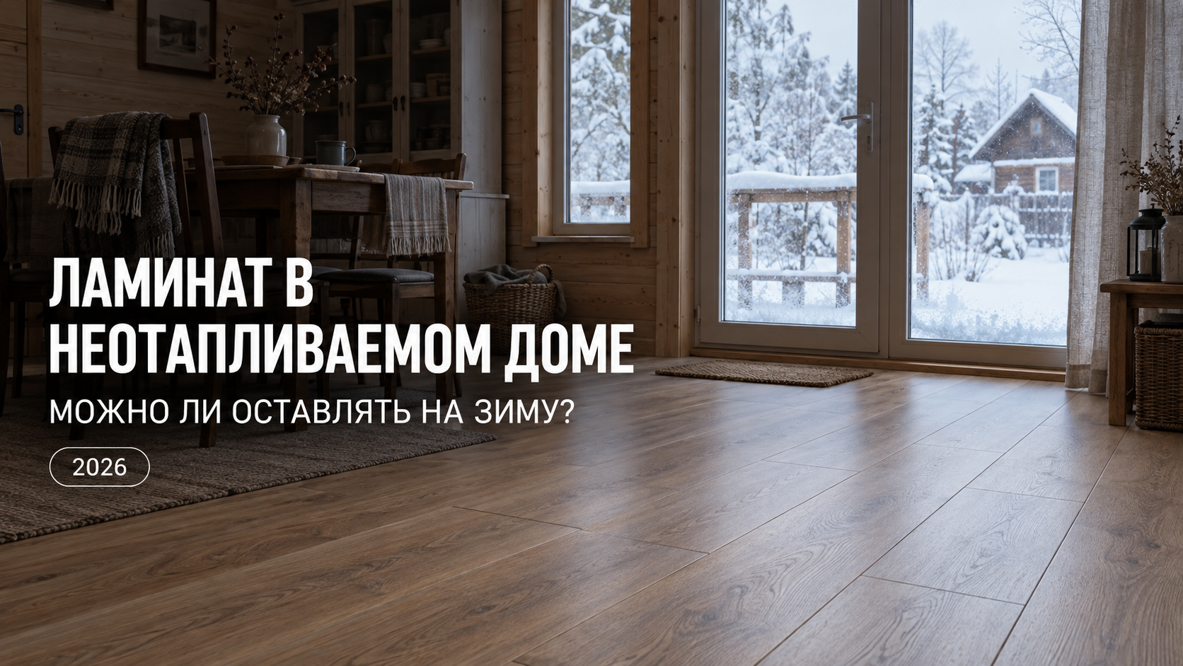 Влагостойкий ламинат в интерьере неотапливаемой загородной дачи зимой — выбор напольного покрытия для сезонного дома.