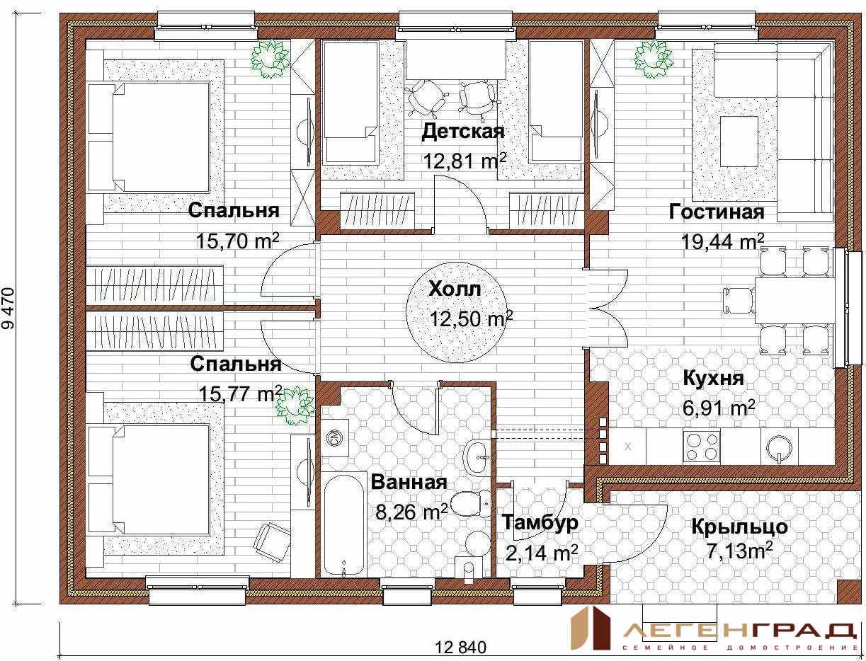 Планировка 10на 10дома 100 кв.м одноэтажный с 3 спальнями