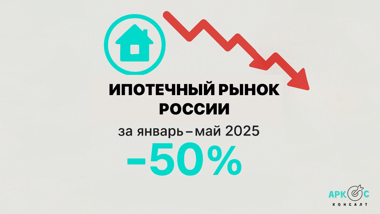 Ипотечный рынок России за январь–май 2025: выдачи рухнули на 50 %
