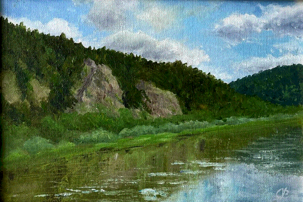 Картина на заказ &quot;Берег реки Мана&quot; от художника Ольги Васильковой