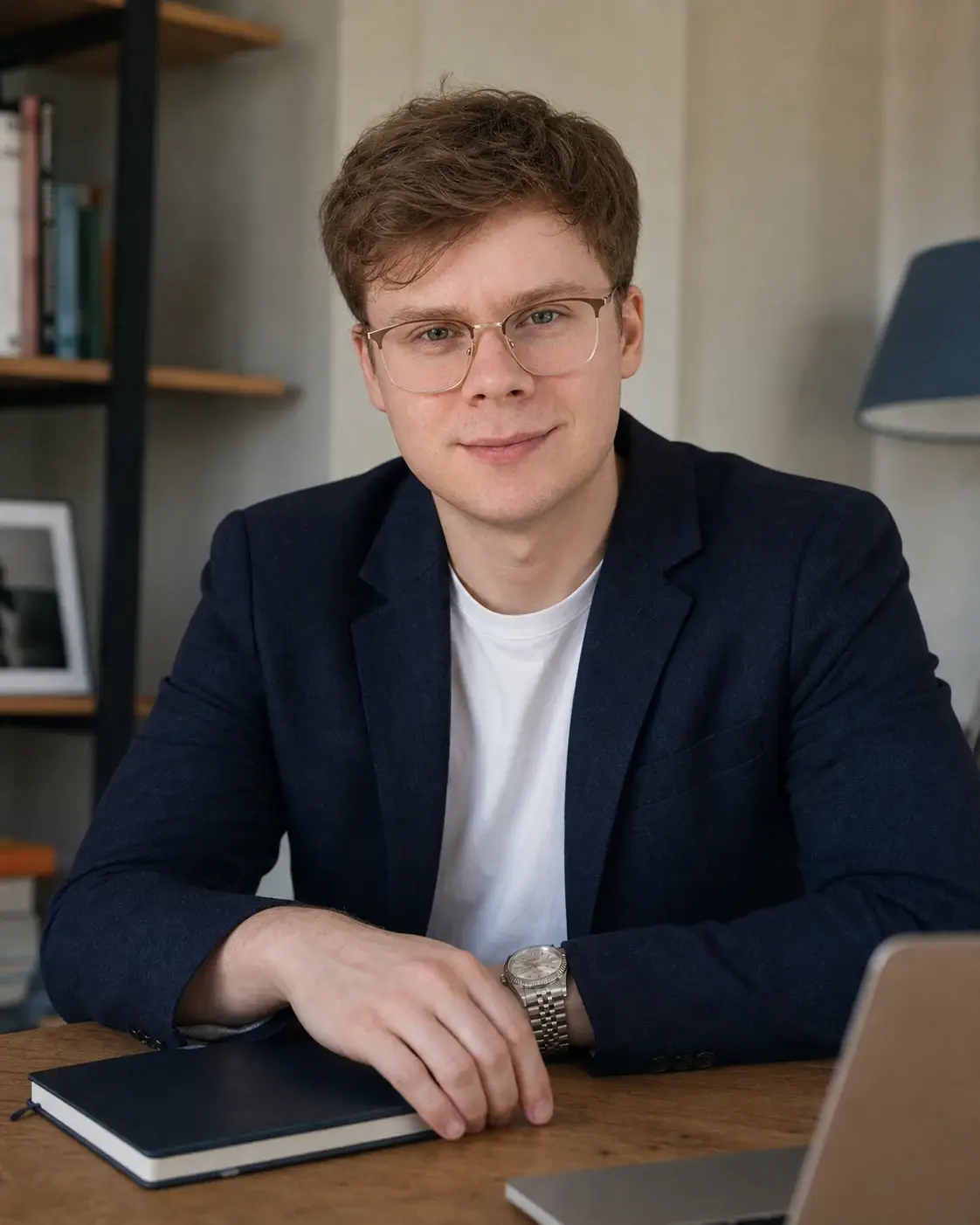 Ефим Добрынин за рабочим столом