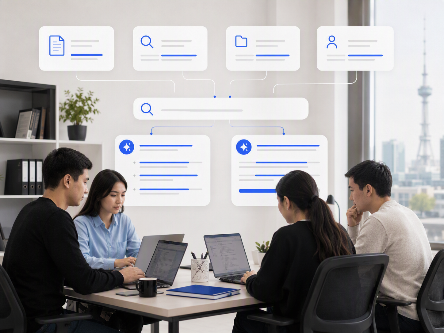 Verified source pages flow into multiple search and AI discovery surfaces without guaranteeing placement.