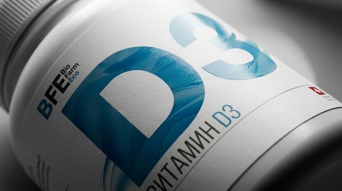 Макро: этикетка BFE Витамин D3 — фактура и качество печати