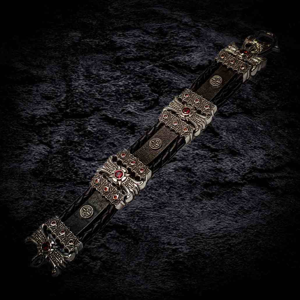 байкерский серебряный браслет, мужской массивный браслет.