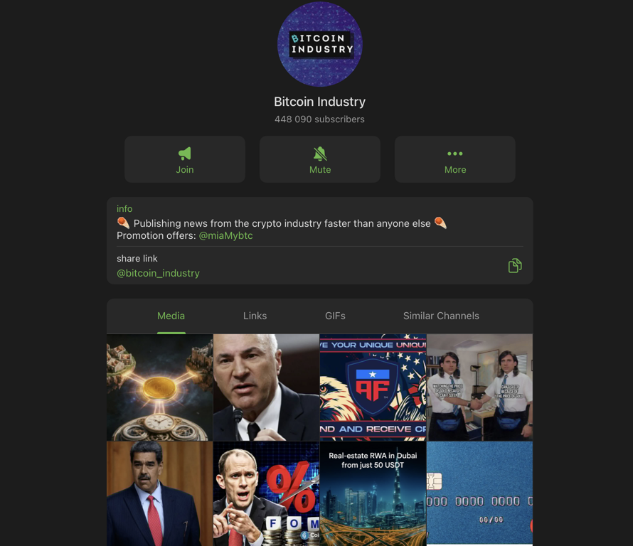 bitcoin industry telegram channel