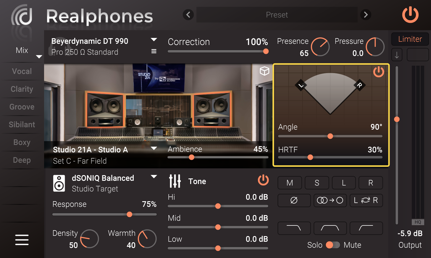 Advanced mode in Realphones 2