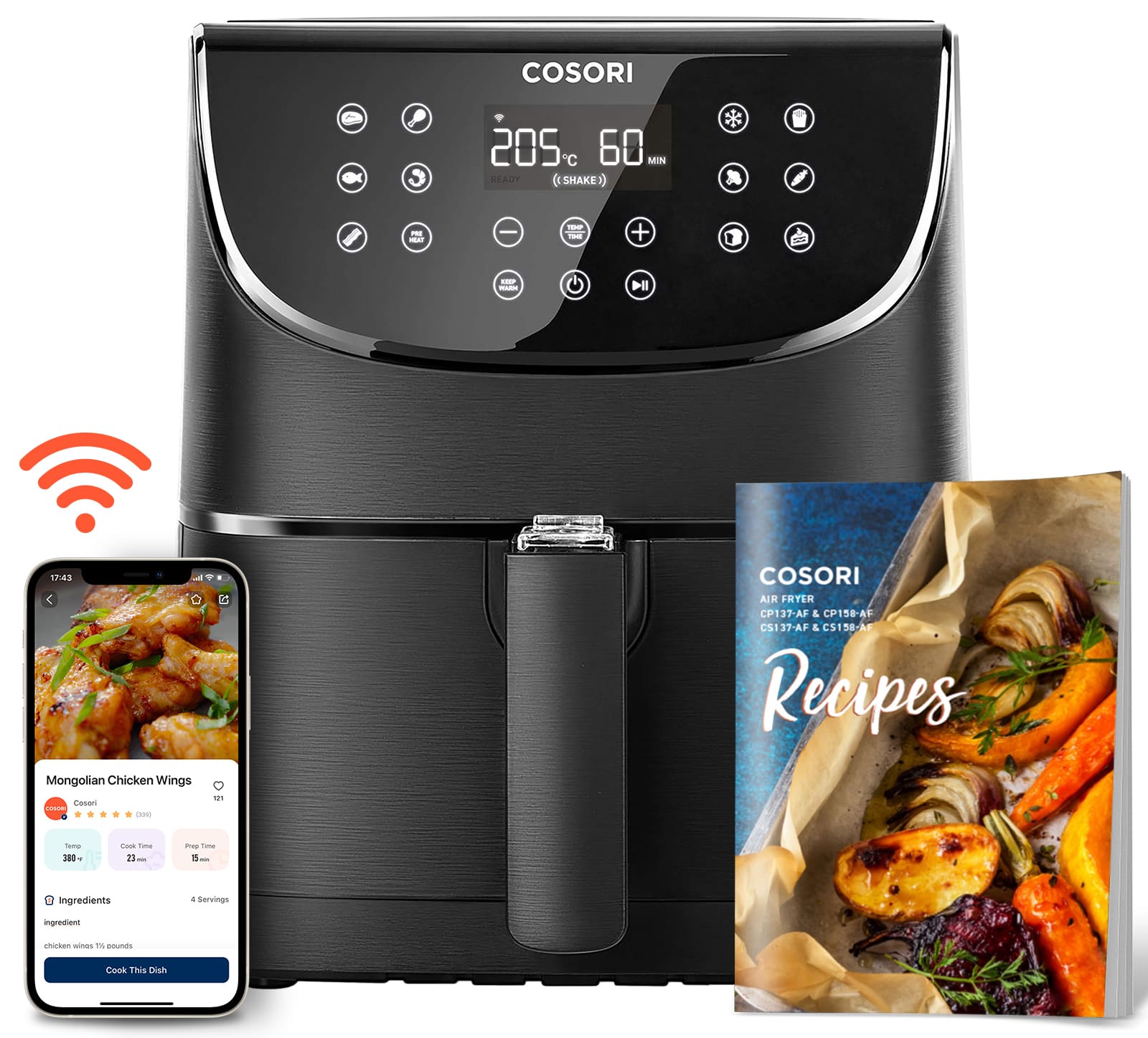 Аэрогриль Cosori Smart Air Fryer CS158-AF 5,5 л Black — купить с бесплатной  доставкой