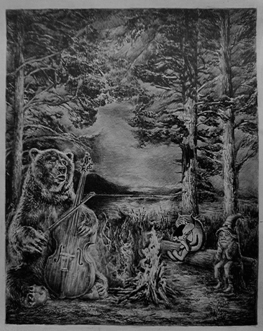 Медведь, купить картину, волк, рисунки, графика рисунки, у костра, нарисовать рисунок, красивые картинки нарисовать, рисунки карандашом, гном, вечер рисунок, красивые рисунки, творчество, картины художников, рисунки графикой, графика купить, красивые картины, картины