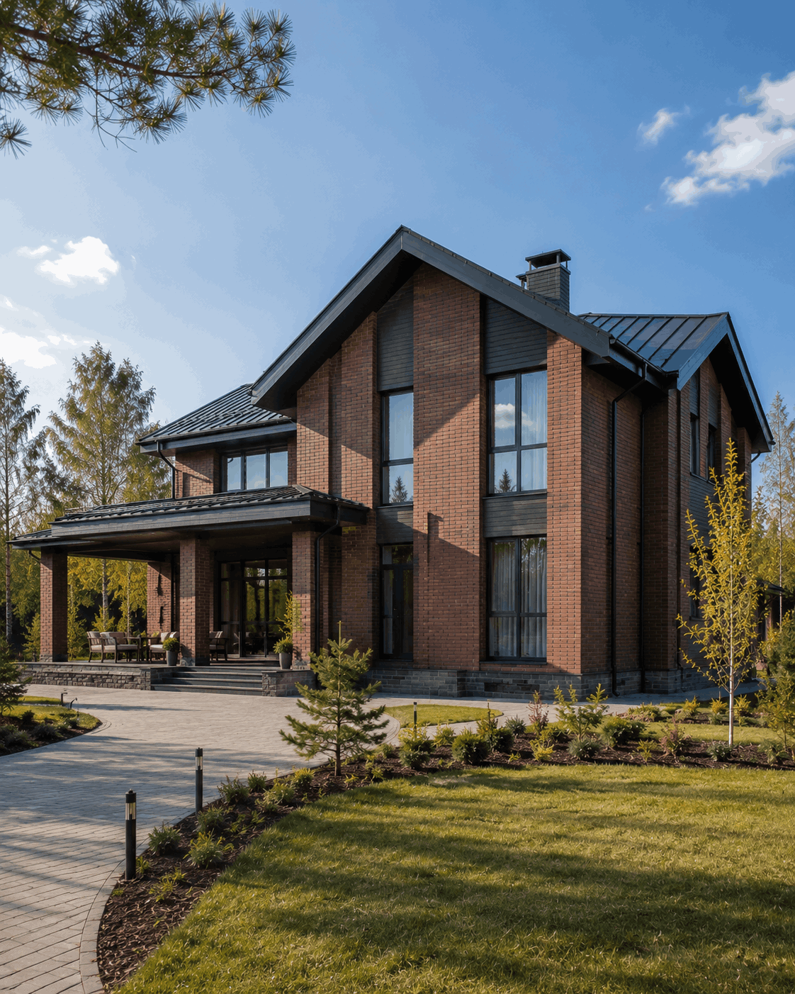 Graphite Accent Brick — кирпичный дом с выразительным фасадом и графитовыми акцентами