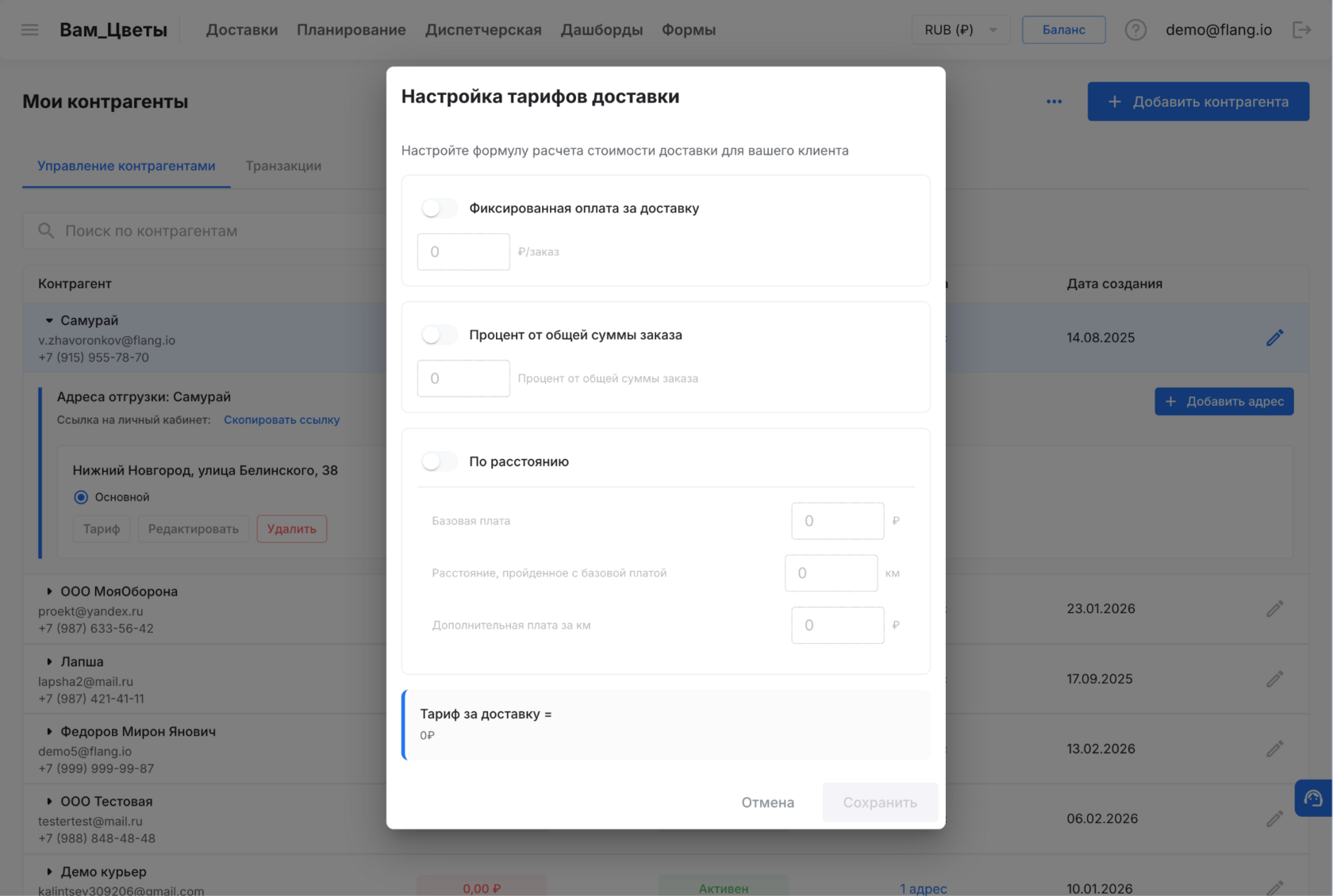 Типы тарифов