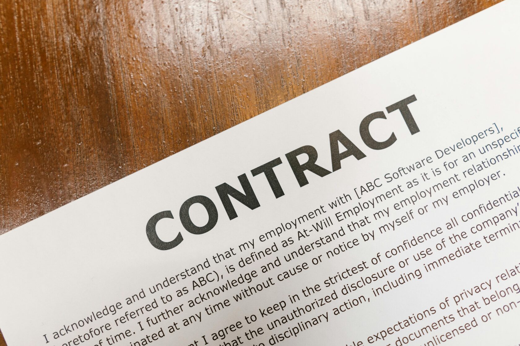 An employment contract.