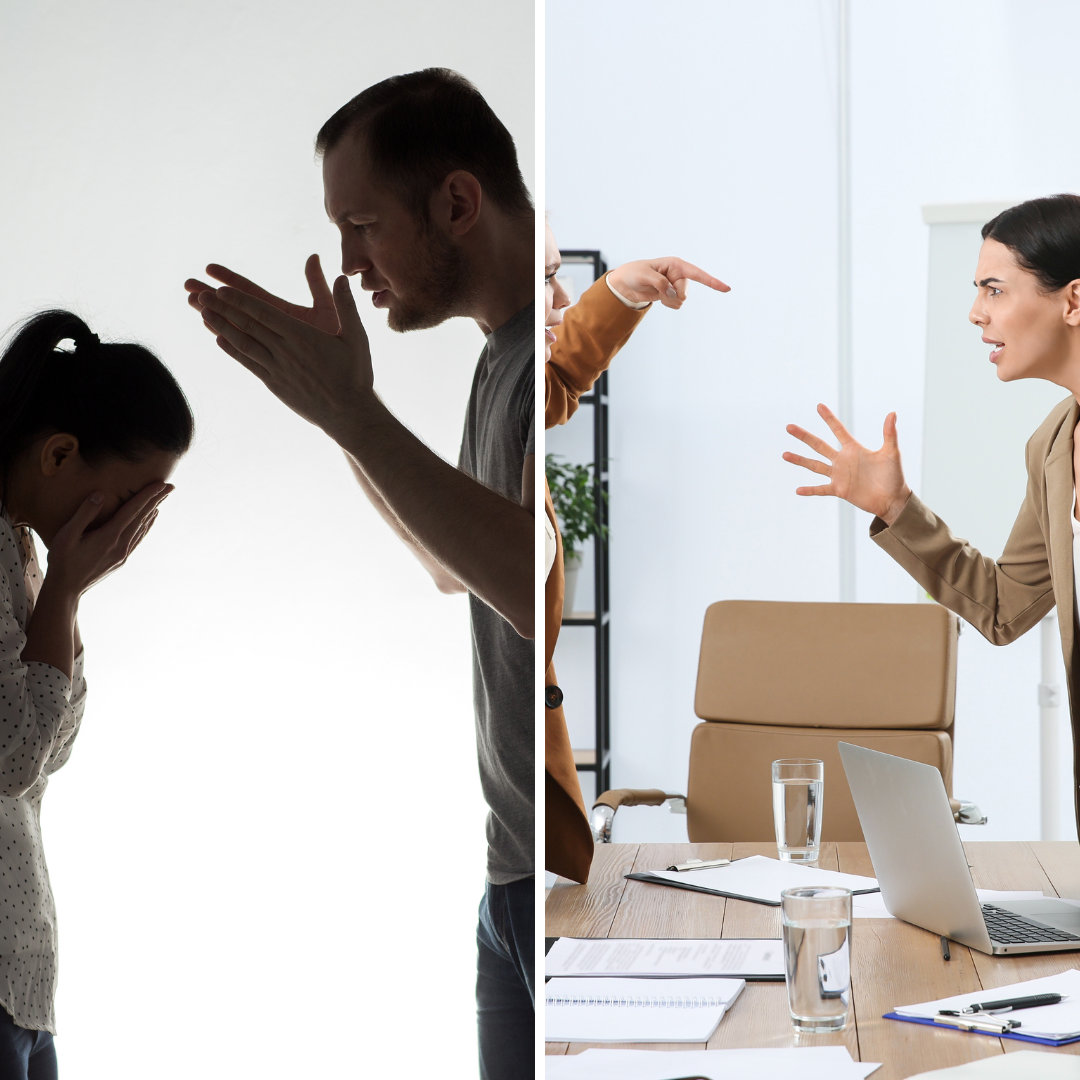 a person and a person are standing in front of each other two individuals arguing in an office