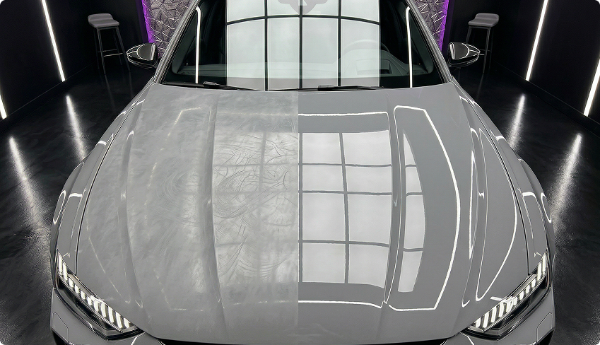 Полировка капота Audi — результат до и после