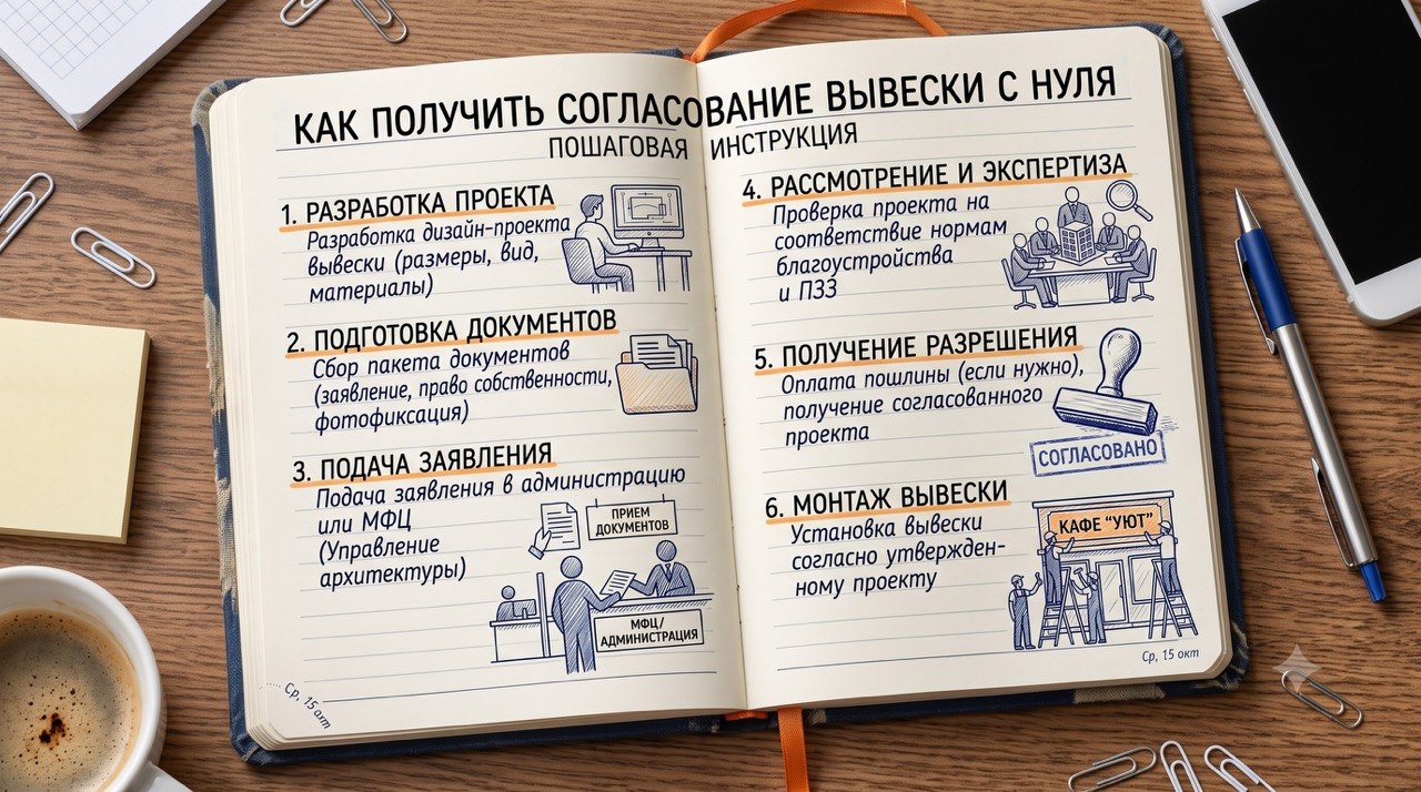 Процесс получения согласования вывески