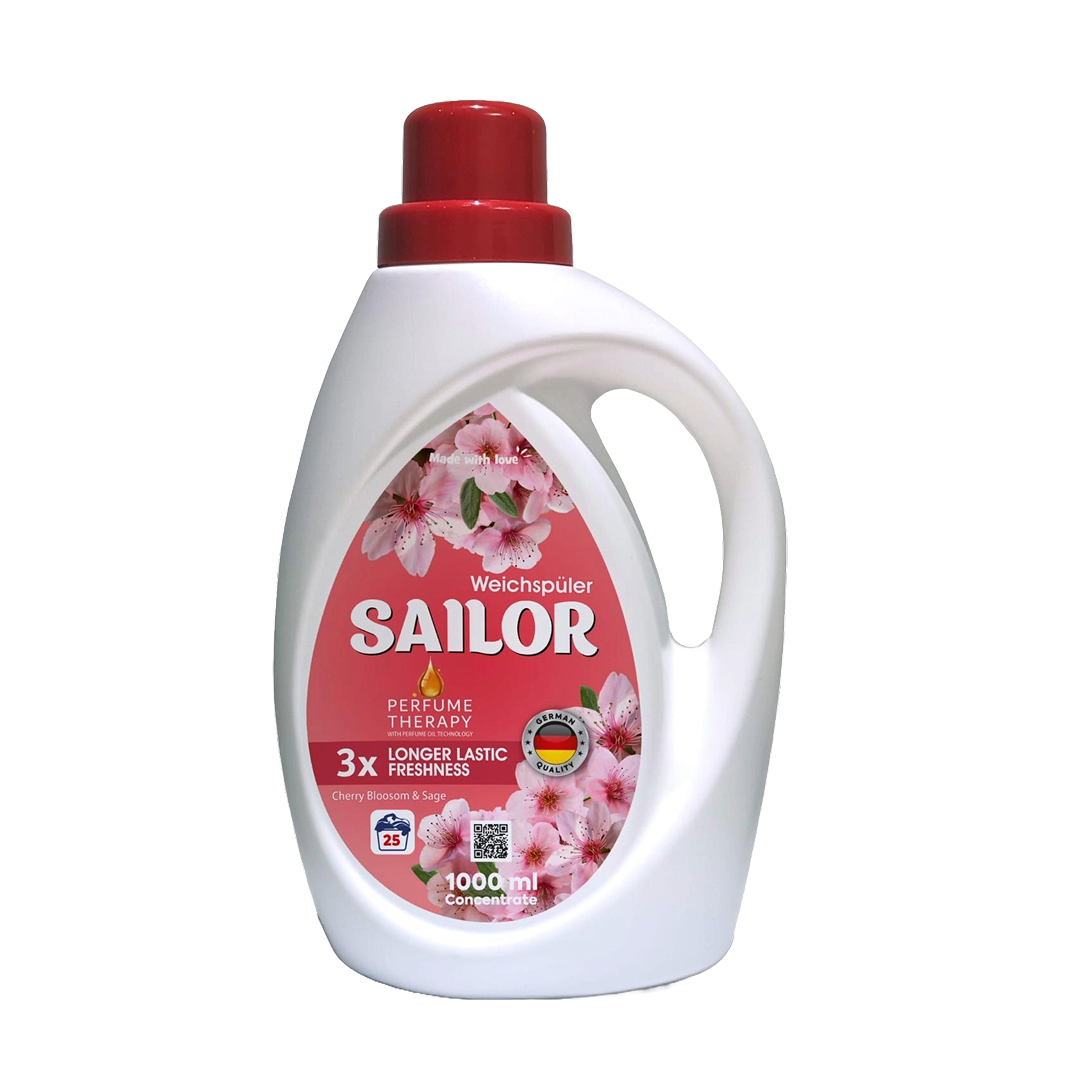 Sailor Cherry Blossom &amp; Sage 1000 ml — fabricant polonais d’adoucissant, parfum premium, grossiste produits ménagers Paris Lyon Marseille Bordeaux Strasbourg Lille, alternative Lenor Silan Soflan