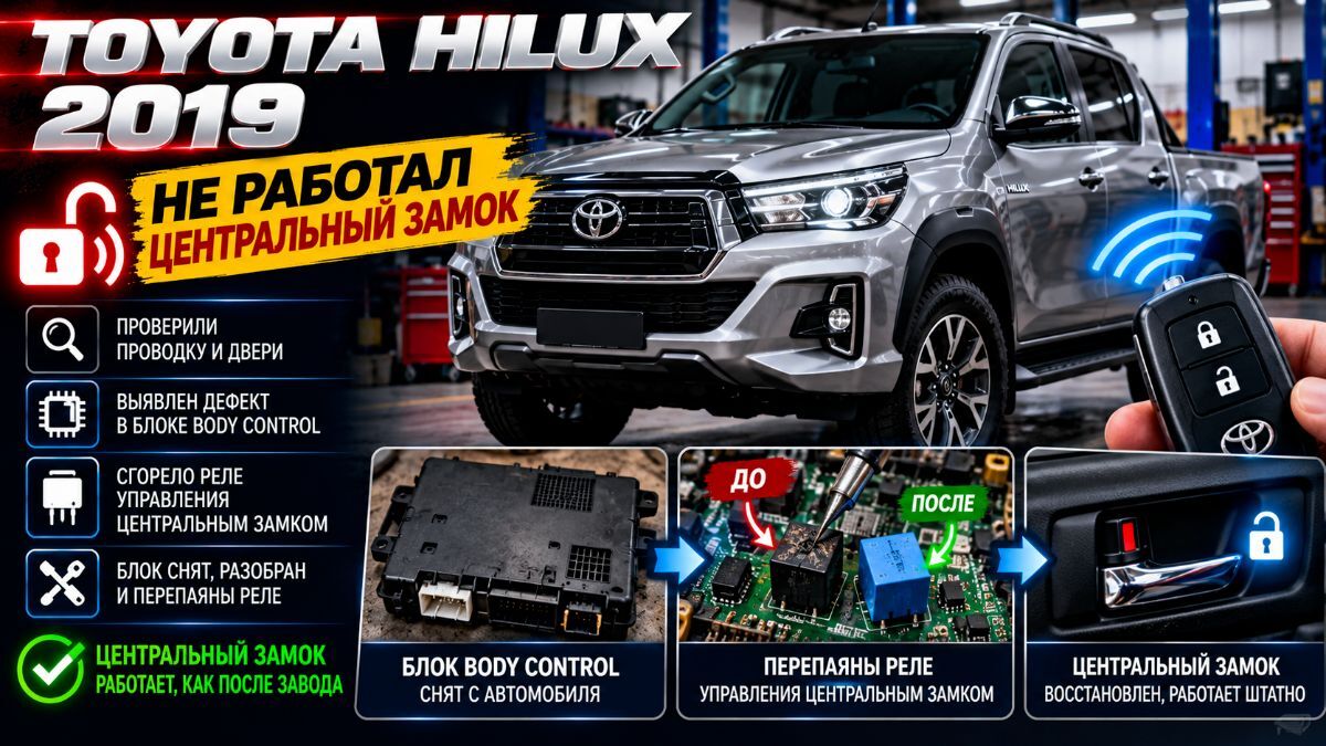 Toyota Hilux 2019 не работает центральный замок — ремонт