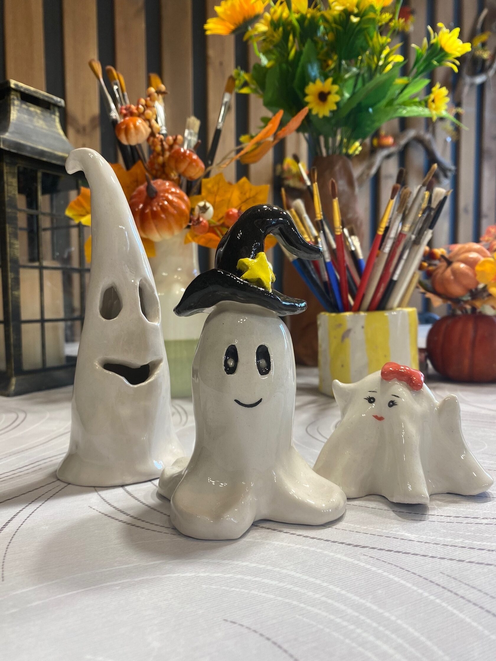 handmade clay Halloween figurines, pottery making Toronto project for beginners