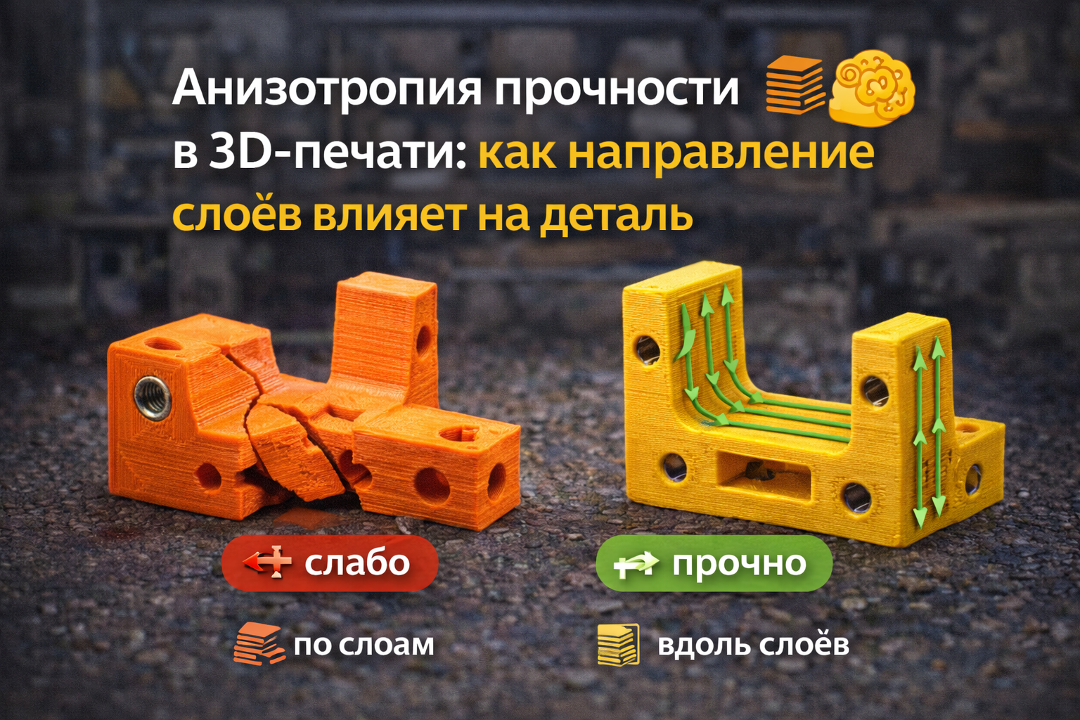 Анизотропия прочности в 3D-печати: как направление слоёв влияет на деталь
