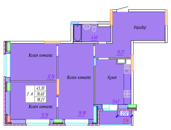 ЖК Волжская тройка планировка однокомнатной квартиры