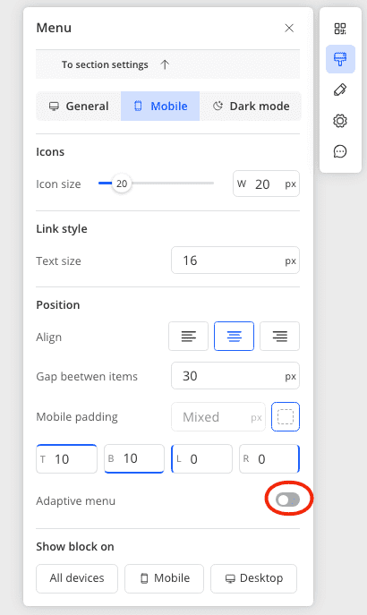Make the menu block adaptive for mobile mode