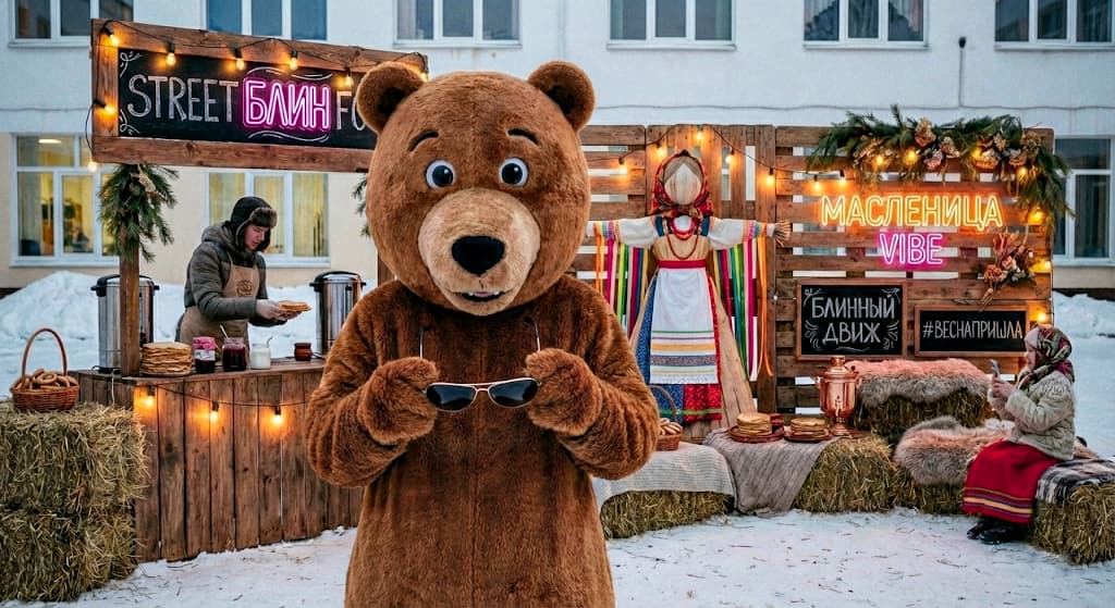 Организация детских мероприятий на улице Блин Челлендж на Масленицу