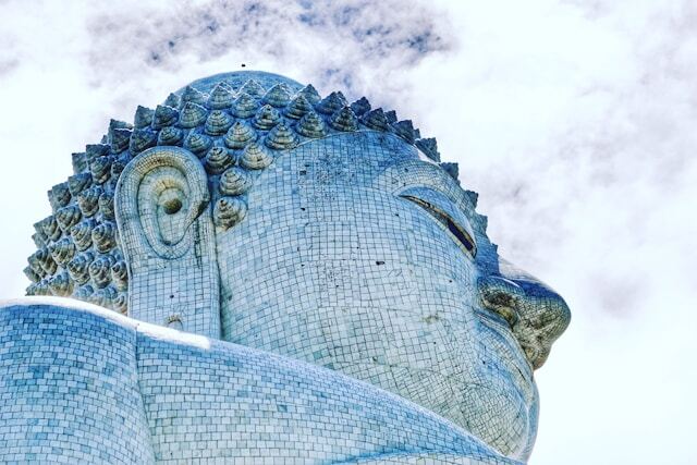 Close up shot of the head area of Big Buddha Phuket