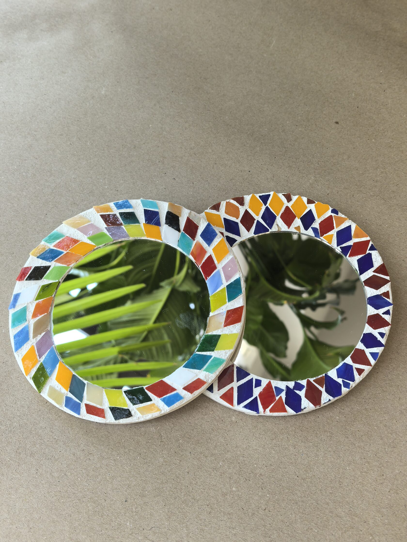 Mosaic mirrors made in class