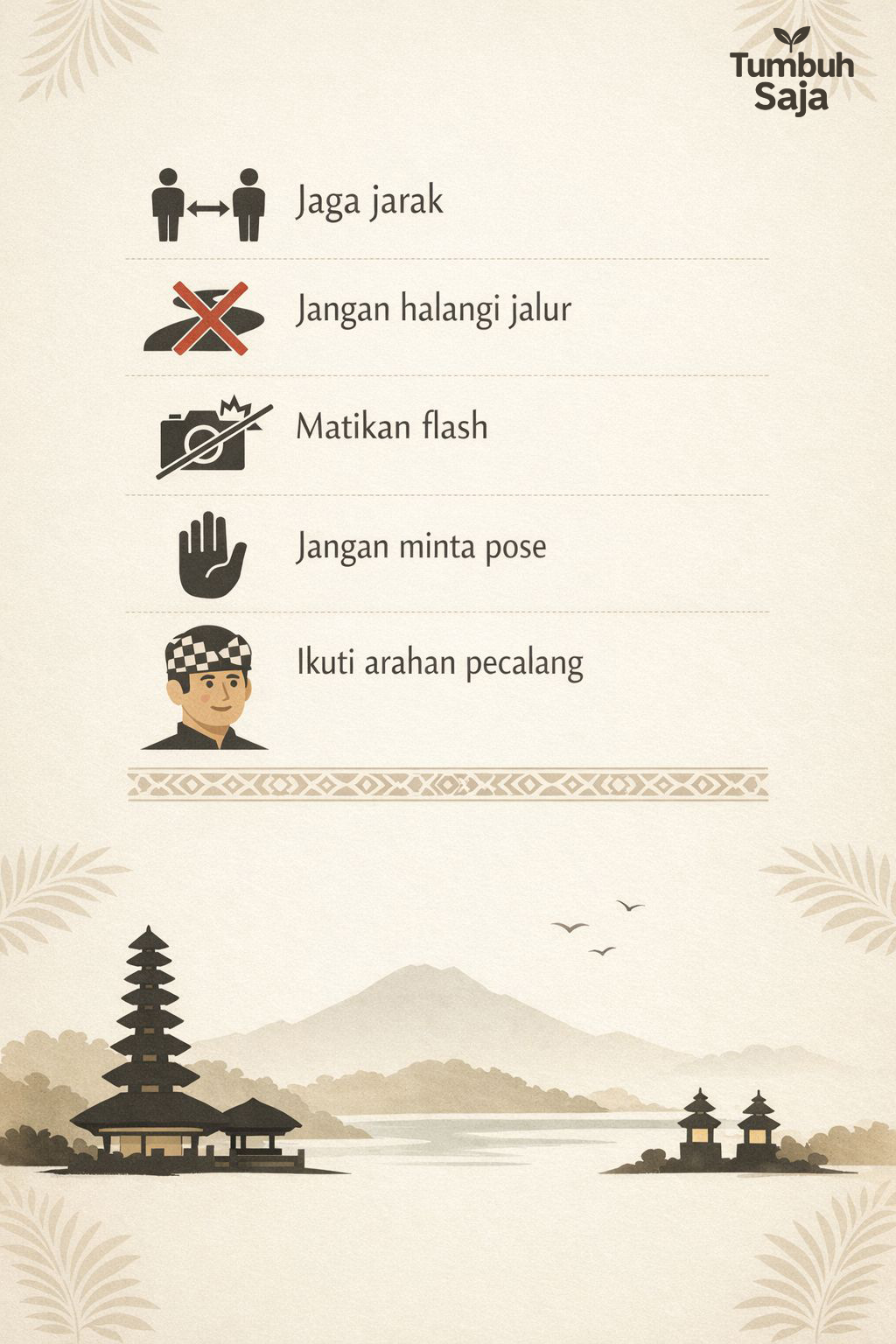 Checklist etika menonton tradisi mapeed di Bali untuk pendatang dan wisatawan