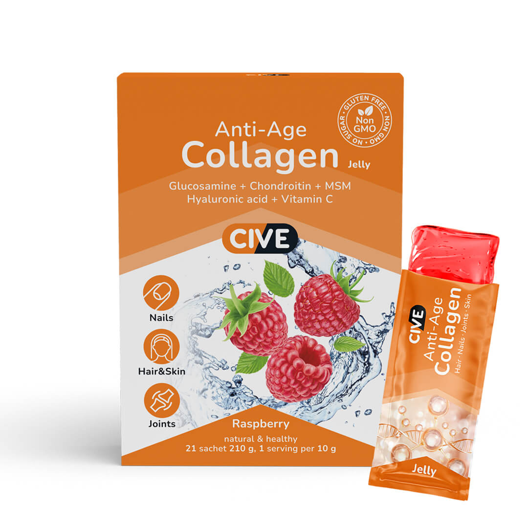 Коллаген желе с глюкозамином, хондроитином, МСМ, со вкусом малины