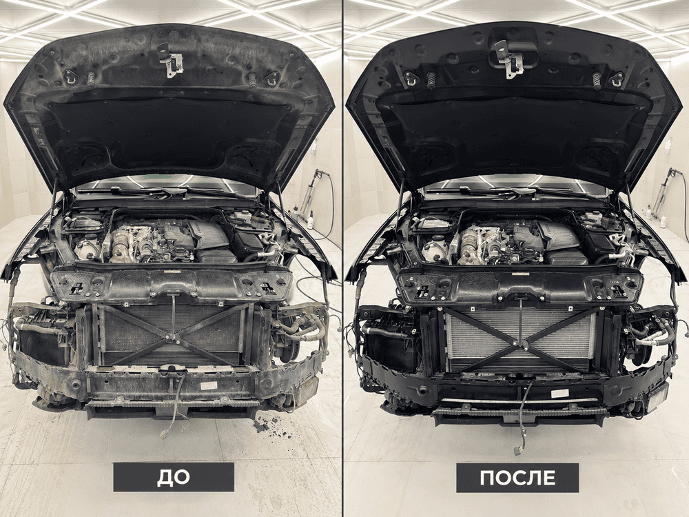 Радиаторы Mercedes-Benz GLE W167 до и после мойки