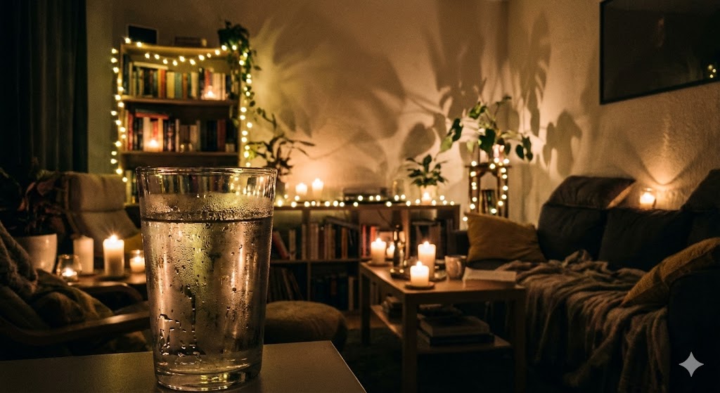 Уютная комната с гирляндами для чтения сказок