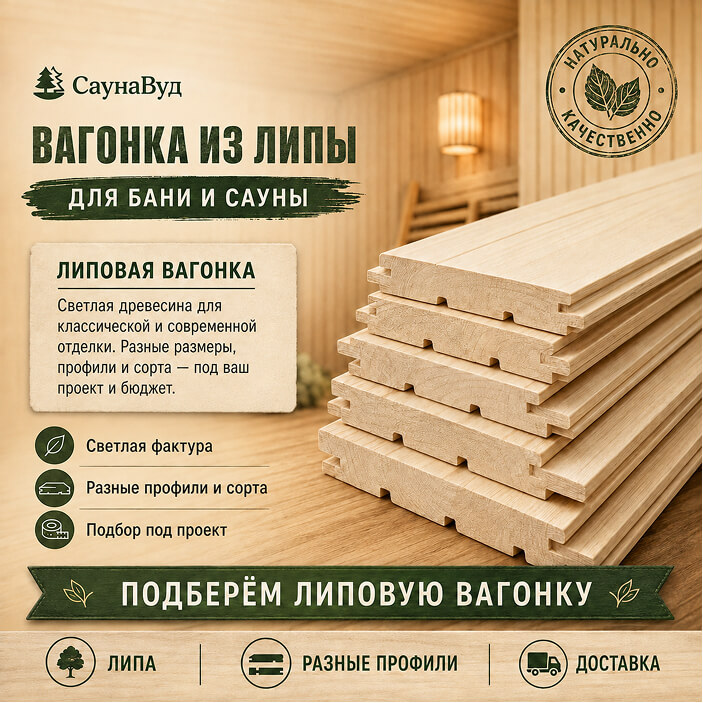 Вагонка из липы в интерьере парной