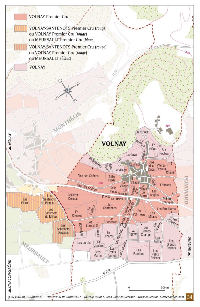 Vineyard map of Volnay climats
