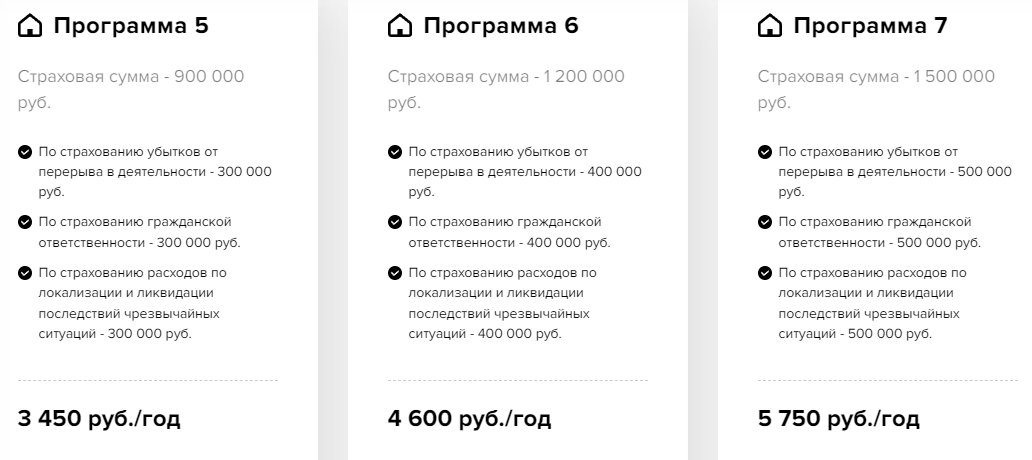 Пример условий полиса комплексного страхования