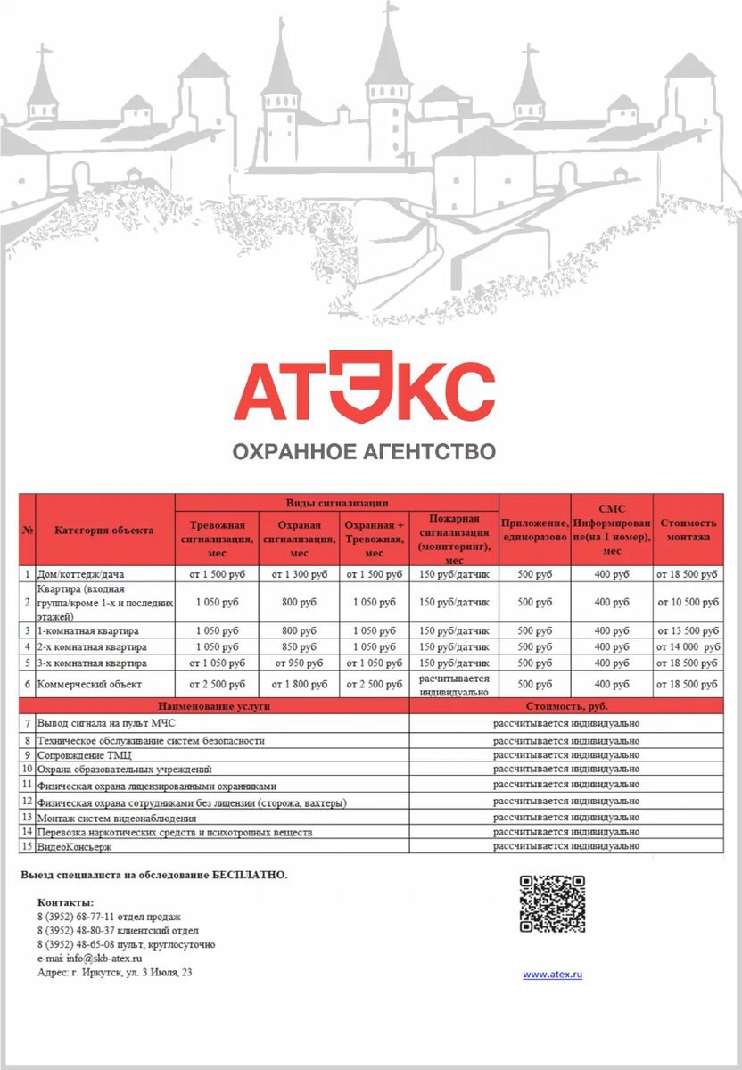 АТЭКС - охранное предприятие полного цикла, осуществляющее все виды охранных  услуг в Иркутске и Иркутском районе