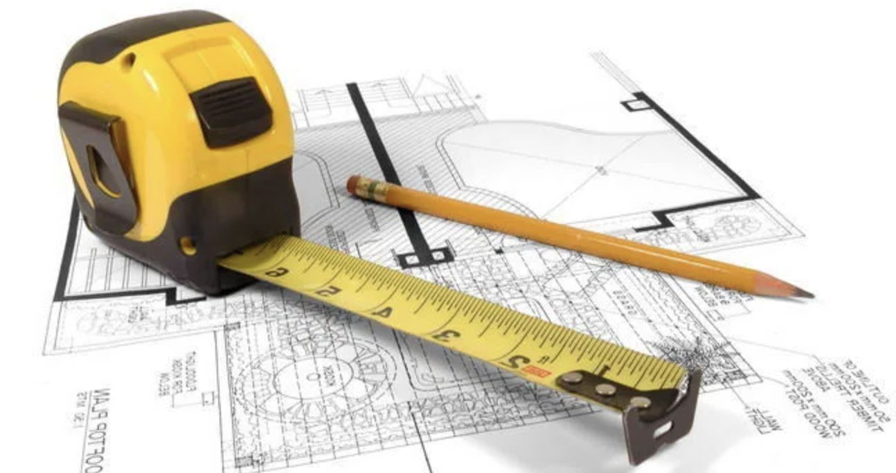 Measure plan. Строительный фон. Визитка геодезиста. Рулетка замер. Замер помещения